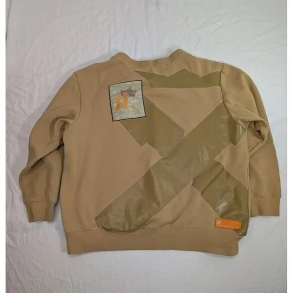 d.RT men's size large tan orange crew neck pocket sweatshirt I2 - Picture 6 of 7